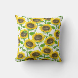 Coussin Motif d'aquarelle des tournesols
