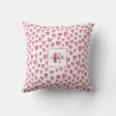 Coussin Motif d'aquarelle du coeur rose de Monogram (Verso)