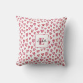 Coussin Motif d'aquarelle du coeur rose de Monogram (Recto)