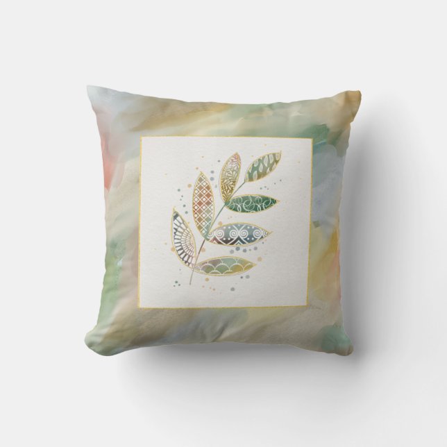 Coussin Motif d'aquarelle Feuilles (Recto)