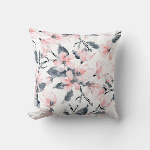 Coussin Motif d'aquarelle rose et gris