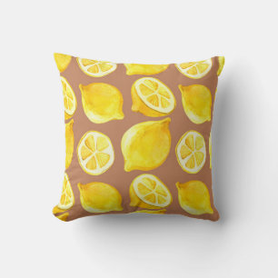Coussin Motif d'aquarelle transparente avec citrons