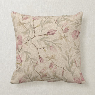 Coussin Motif d'aquarelle Vintage Mauve & Beige