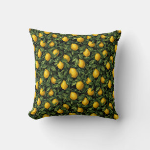 Coussin Motif d'arbre de citron agrumes vibrant