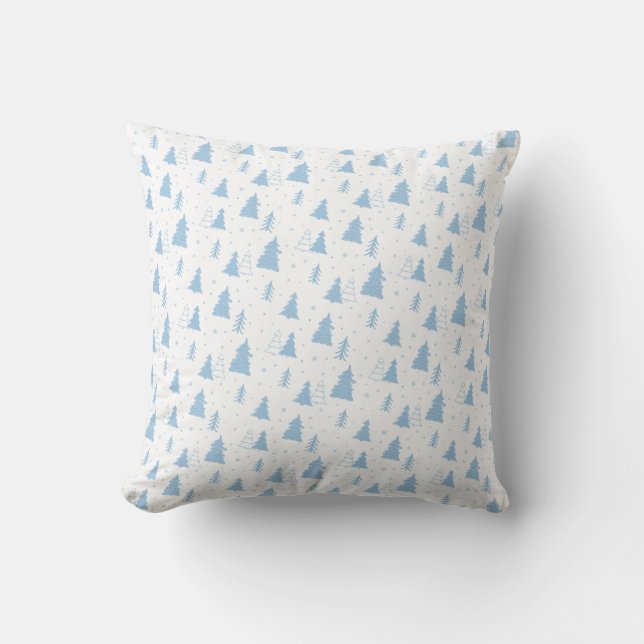 Coussin Motif d'arbre de Noël bleu (Recto)