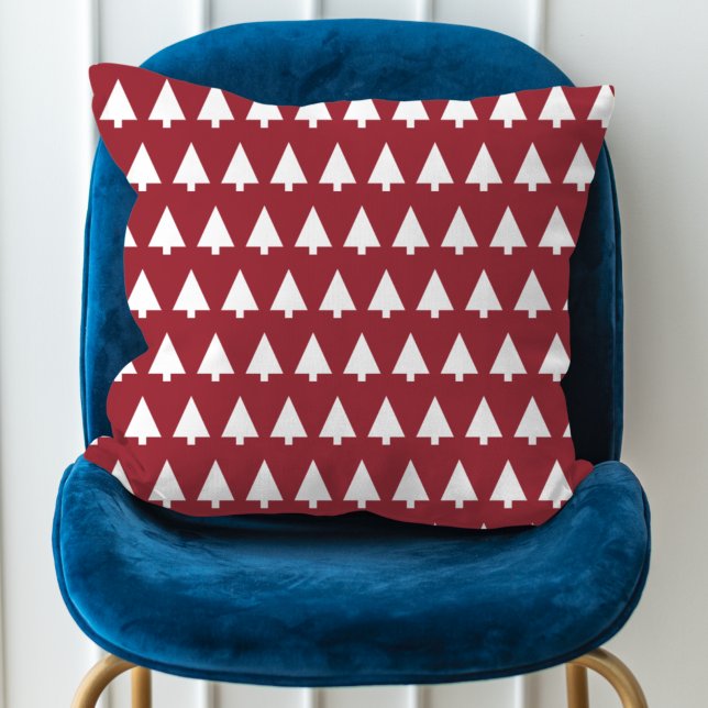 Coussin Motif d'arbre de Noël | Géométrique Scandi Rouge f (Créateur téléchargé)
