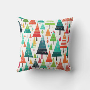 Coussin Motif d'arbres de Noël colorés