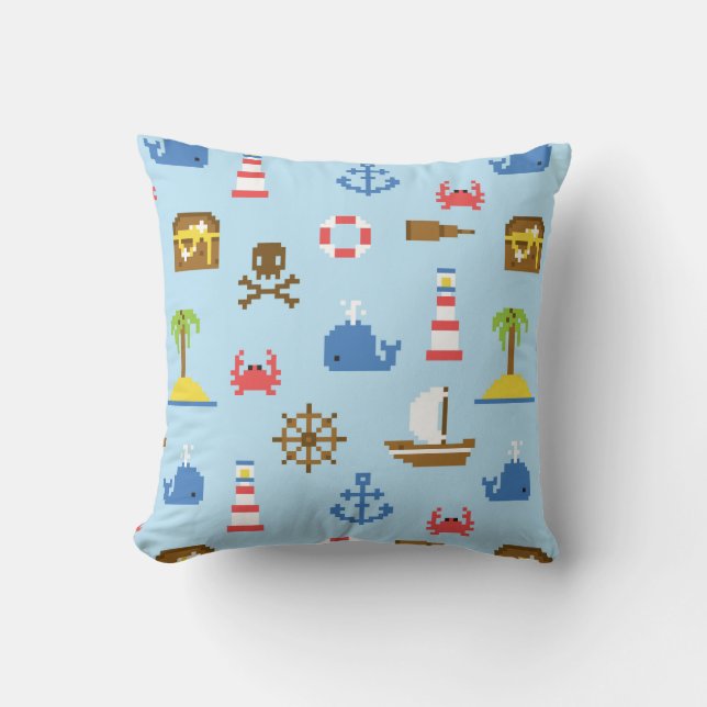 Coussin Motif d'art de mer de pixel (Recto)