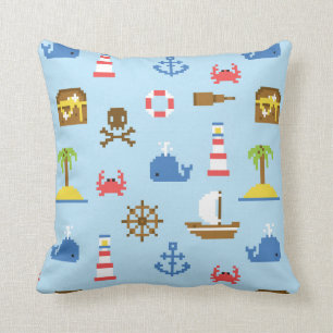 Coussin Motif d'art de mer de pixel