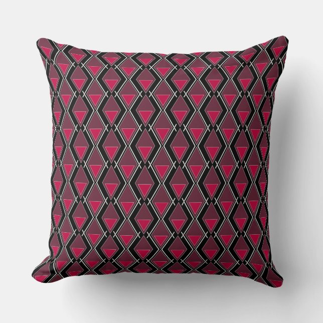 Coussin Motif d'art déco rouge noir (Recto)