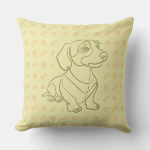 Coussin Motif d'art décoratif en ligne de teckel