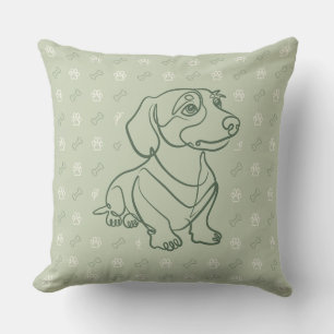 Coussin Motif d'art décoratif en ligne de teckel