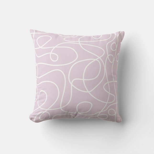 Coussin Motif d'art Doodline | Blanc sur Dusty Pink (Recto)