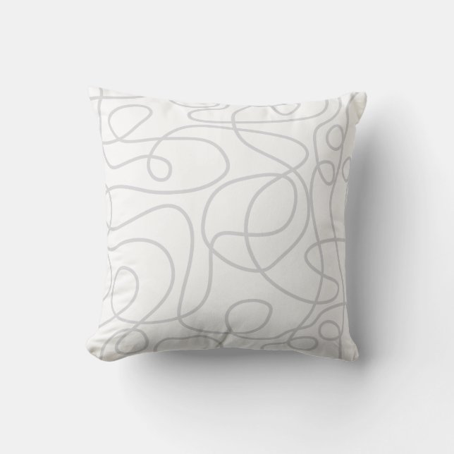 Coussin Motif d'art Doodline | gris pâle sur blanc (Recto)