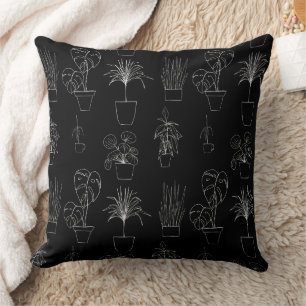Coussin Motif d'art en ligne de plantes d'intérieur botani