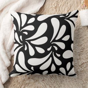 Coussin Motif d'art Feuille noir et blanc