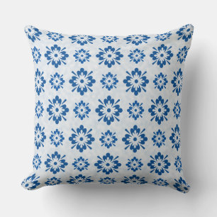 Coussin Motif d'art floral bleu