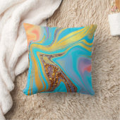 Coussin Motif d'art fluide Ciel Doré – Bleu & Or (Couverture)
