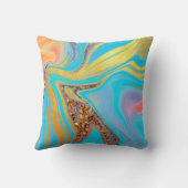 Coussin Motif d'art fluide Ciel Doré – Bleu & Or (Verso)