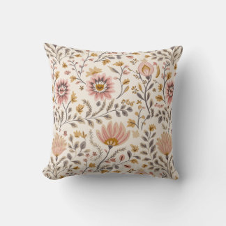 Coussin Motif d'art folklorique floral peint