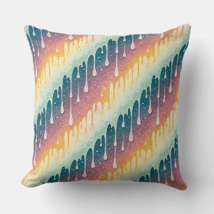 Coussin Motif d'art liquide coloré abstrait Rainbow Drip