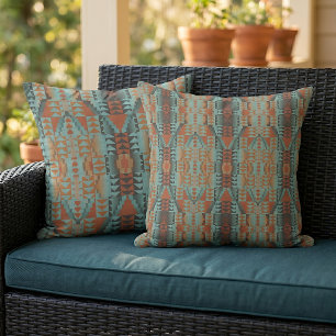 Coussin Motif d'art tribal autochtone moderne rustique pou