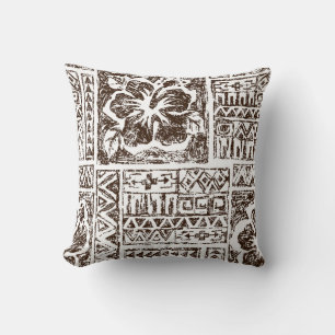Coussin Motif d'art tropical autochtone hawaïen