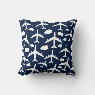 Coussin Motif d'avion volant noir