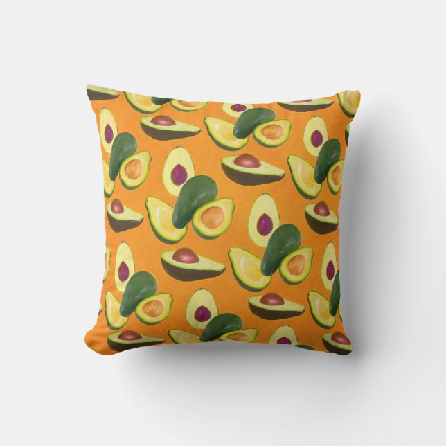 Coussin Motif d'avocat peint (Recto)