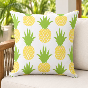 Coussin Motif de Ananas Vert Jaune Tropical
