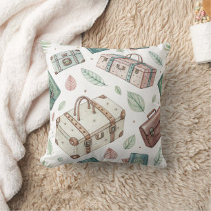 Coussin Motif de bagages de voyage vintage (1)