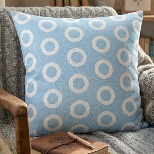 Coussin Motif de bague moderne cercle bleu clair blanc