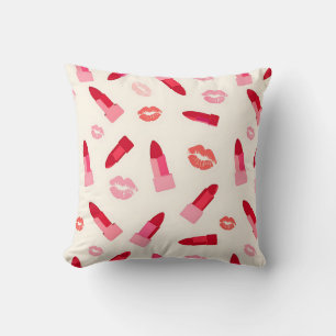 Coussin Motif de baiser au rouge à lèvres rose
