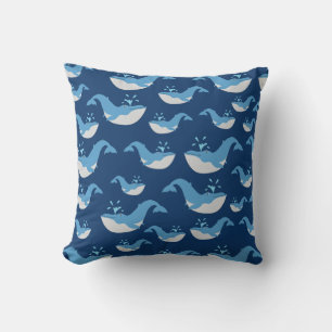 Coussin Motif de baleines de l'océan bleu profond