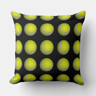 Coussin Motif de balle de tennis noir jaune,