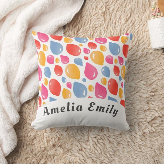 Coussin Motif de ballon du parti Nom de l'enfant (Couverture)