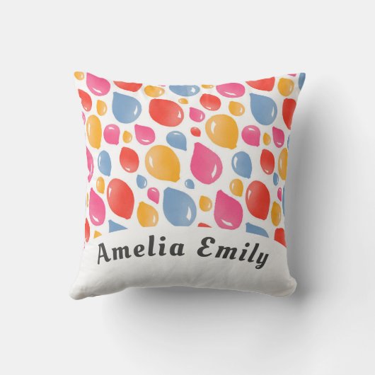 Coussin Motif de ballon du parti Nom de l'enfant (Verso)