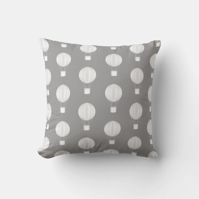Coussin Motif de ballons à air chaud gris et blanc (Recto)