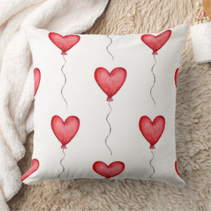 Coussin Motif de ballons en forme de cœur flottants