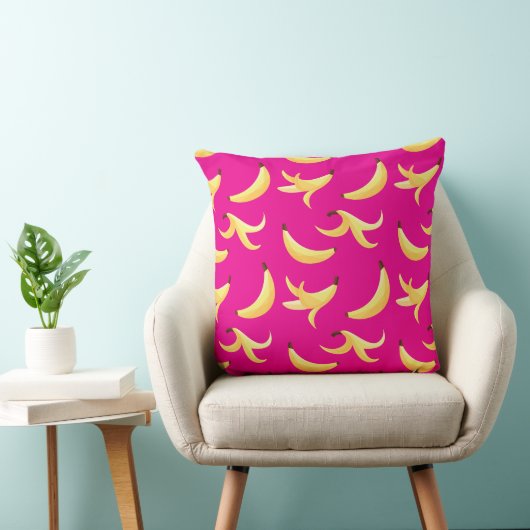 Coussin Motif de banane jaune rétro drôle éditable pour fê (Chaise)