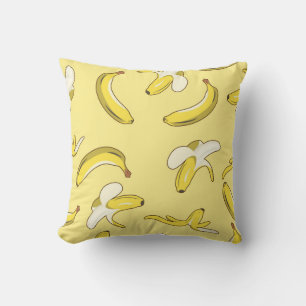 Coussin Motif de bananes et peaux vertes