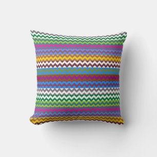 Coussin Motif de bande coloré rétro Chevron Zigzag