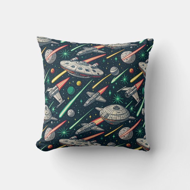 Coussin Motif de bande dessinée de bataille spatiale de va (Recto)
