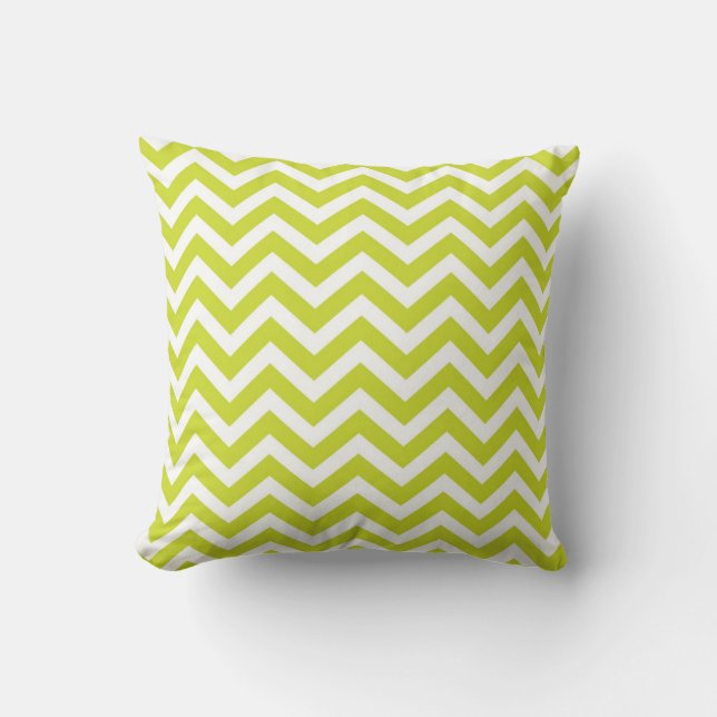 Coussin Motif de bande vert Chevron (Recto)