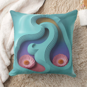 Coussin Motif de batik 3D en cascade de gouttelettes de Ti