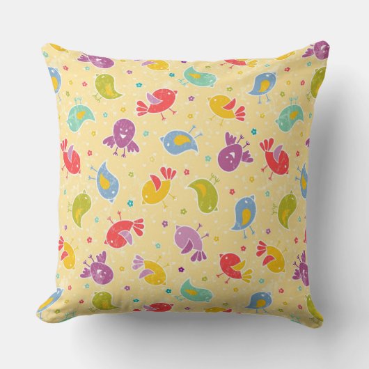 Coussin Motif de bébé avec les oiseaux mignons (Recto)
