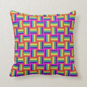 Coussin Motif de bloc arc-en-ciel coloré