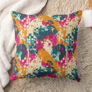 Coussin Motif de bloc de couleur abstrait d'art de rue urb