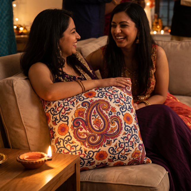Coussin Motif de bloc imprimé Diwali Jaipuri (Créateur téléchargé)