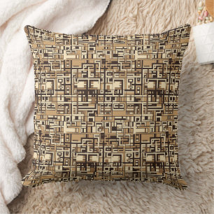 Coussin motif de blocage Brown et crème
